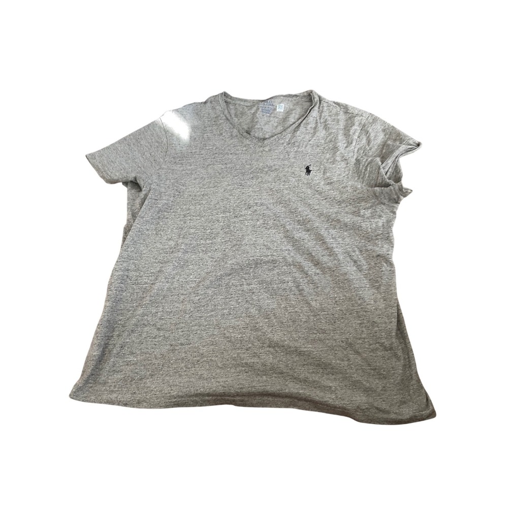 Polo Ralph Lauren Mens XL V-Neck T-Shirt Heather Grey Short Sleeve Pony Logo
